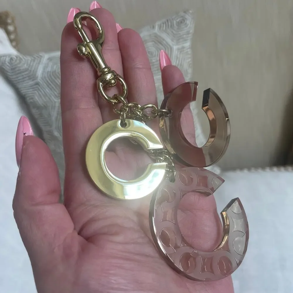Y2K Coach Signature C Resin Charm Keychain | Gold Tone NWOT